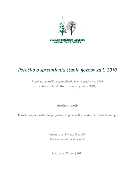Poročilo o spremljanju stanja gozdov 2010